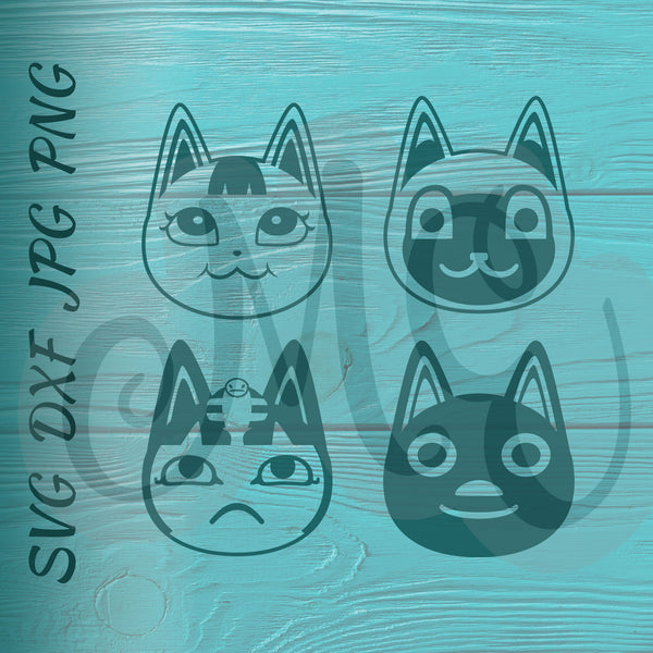 Merry, Mitzi, Ankha, Kiki | Cats | Animal Crossing SVG, DXF