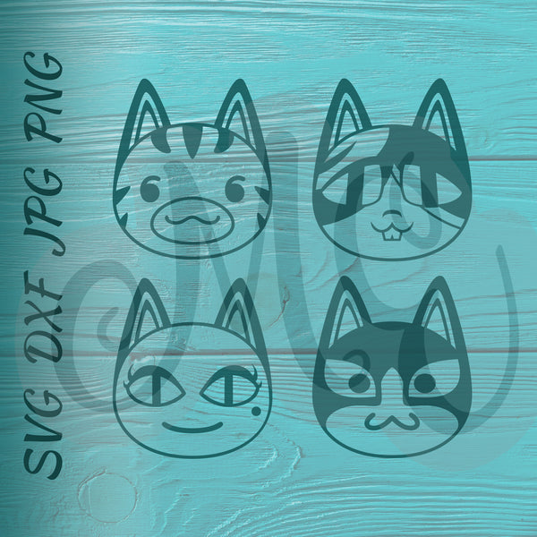 Lolly, Moe, Olivia, Tom | Cats | Animal Crossing SVG, DXF