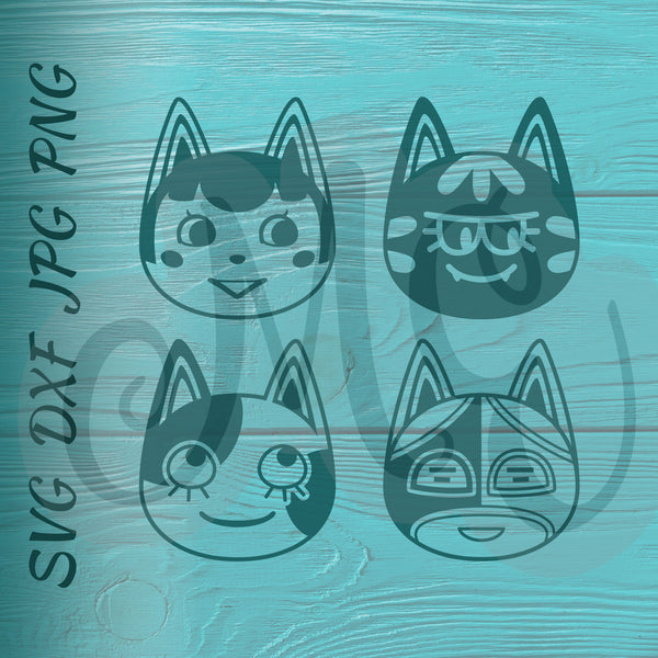 Felicity, Katt, Purrl, Stinky | Cats | Animal Crossing SVG, DXF