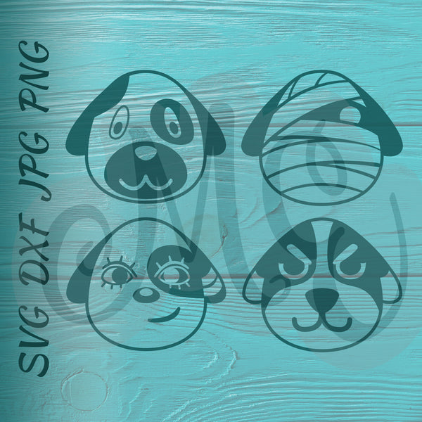 Goldie, Lucky, Cherry, Butch | Dogs | Animal Crossing SVG, DXF