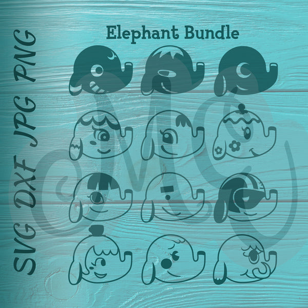 Elephant Bundle | Animal Crossing SVG, DXF