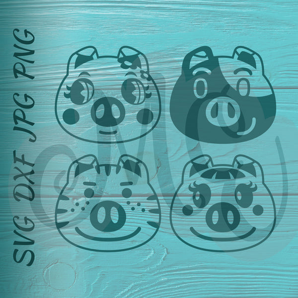 Gala, Hugh, Kevin, Lucy | Pigs | Animal Crossing SVG, DXF