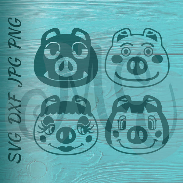 Boris, Curly, Pancetti, Peggy | Pigs | Animal Crossing SVG, DXF