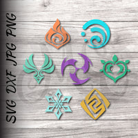 Element Emblems | Genshin Impact SVG, DXF