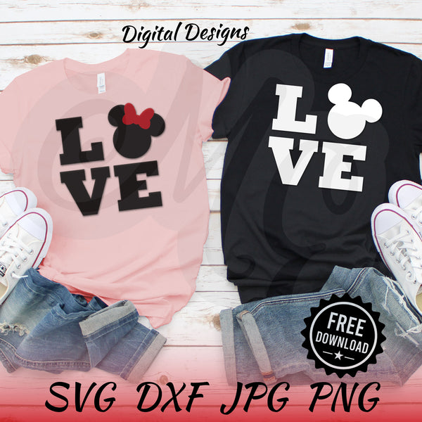 LOVE Mickey & Minnie SVG, DXF