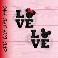 LOVE Mickey & Minnie SVG, DXF