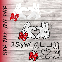 Mickey & Minnie Heart Hands SVG, DXF