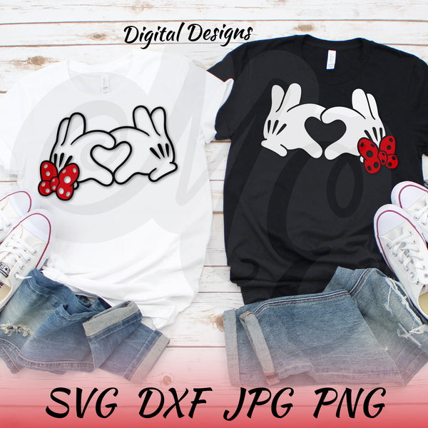 Mickey & Minnie Heart Hands SVG, DXF