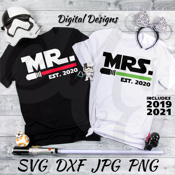 Mr. & Mrs. Lightsaber 2019-2021 SVG, DXF