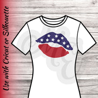 Patriotic Lips | 4th of July | Memorial Day | Labor Day SVG, DXF